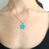 Mavi Çiçek Rose Gümüş Kolye GK-210 thumbnail 3