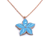 Mavi Çiçek Rose Gümüş Kolye GK-210 thumbnail 1