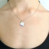 Nazar Boncuklu Çiçek Gümüş Kolye GK-211 thumbnail 2