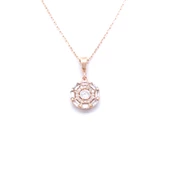 Baget Zirkon Taşlı Rose Gümüş Kolye GK-148 thumbnail 1