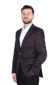 Cengiz İnler Dokulu Mono Yaka Çift Düğme Erkek Ceket - 6