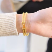 Kaburga Bilezik 22 Ayar Altın Kaplama Dorika Toplu Kelepçe BLZ-542 - 6