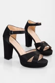 SOLMAZ GİSELLE SİYAH SATEN PLATFORM AYAKKABI thumbnail 3