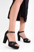 SOLMAZ GİSELLE SİYAH SATEN PLATFORM AYAKKABI thumbnail 1
