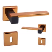 Lüx Rose Mat Siyah Oda Kapı Kolu Rozetli Sürgülü ve Çelik Kapı Sağa Sola Uygun İç Kapı Kol Kulbu thumbnail 2