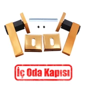 Lüx Rose Mat Siyah Oda Kapı Kolu Rozetli Sürgülü ve Çelik Kapı Sağa Sola Uygun İç Kapı Kol Kulbu thumbnail 4