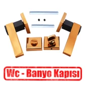 Lüx Rose Siyah Wc Banyo Kapı Kolu Rozetli Sürgülü ve Çelik Kapı Sağa Sola Uygun Tuvalet Kilit - 4