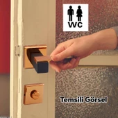Lüx Rose Siyah Wc Banyo Kapı Kolu Rozetli Sürgülü ve Çelik Kapı Sağa Sola Uygun Tuvalet Kilit - 3