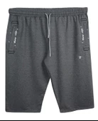 Erkek Büyük Beden 115-154 Kilo Arası İçin Uygun Nakışlı Penye Kapri Antrasit - 1