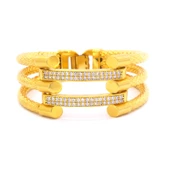 Kaburga Bilezik 22 Ayar Altın Kaplama 2 Sıra Kelepçe KB-117 thumbnail 1