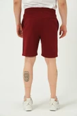 Erkek Regular Fit 3 İplik Kumaş Şort Bordo - 5