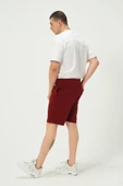 Erkek Regular Fit 3 İplik Kumaş Şort Bordo - 4