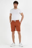 Erkek Golf Nakışlı 2 İplik Şort Taba - 9