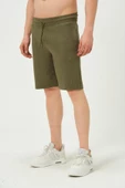 Erkek Crinkle Kumaş Regular Fit Şort Yeşil - 4