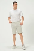 Erkek Regular Fit 3 İplik Kumaş Şort Gri Melanj thumbnail 2