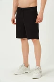 Erkek Crinkle Kumaş Regular Fit Şort Siyah - 4