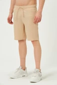 Erkek Crinkle Kumaş Regular Fit Şort Bej - 3