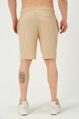 Erkek Crinkle Kumaş Regular Fit Şort Bej - 5