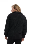 Erkek Oversize Çıt Çıt Kapamalı Cepli Siyah Peluş Ceket - 5