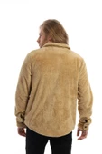 Erkek Oversize Çıt Çıt Kapamalı Cepli Peluş Kahverengi Ceket - 12
