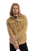 Erkek Oversize Çıt Çıt Kapamalı Cepli Peluş Kahverengi Ceket - 6