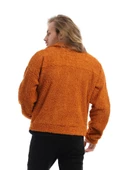 Erkek Oversize Çıt Çıt Kapamalı Cepli Tarçın Peluş Ceket - 5