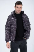 Erkek Reglan Kol Dijital Baskılı Mont Siyah - 6