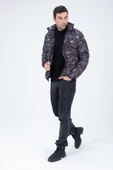 Erkek Reglan Kol Dijital Baskılı Mont Siyah - 8