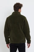 Erkek Dik Yaka Fermuarlı Peluş Ceket Koyu Yeşil thumbnail 10