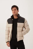 Dik Yaka Regular Fit Erkek Şişme Mont Taş - 4