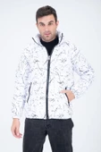 Erkek Reglan Kol Dijital Baskılı Mont Beyaz - 7