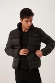 Dik Yaka Regular Fit Erkek Şişme Mont Siyah - 10