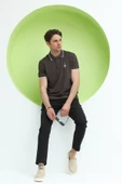 Erkek Polo Yaka Regular Fit T-Shirt Kahverengi thumbnail 11