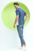 Erkek Çift Renk Polo Yaka T-Shirt Petrol - 3