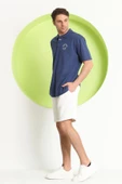 Erkek Relaxed Polo Yaka T-Shirt İndigo - 7