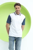 Erkek Çift Renk Polo Yaka T-Shirt Petrol - 7
