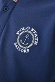Erkek Relaxed Polo Yaka T-Shirt İndigo - 6