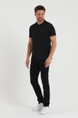 Erkek Regular Fit Polo Yaka Nakışlı T-shirt  Siyah - 3
