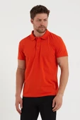 Erkek Regular Fit Polo Yaka 3lü T-shirt Turuncu-Mavi-Kırmızı - 8