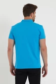 Erkek Regular Fİt Polo Yaka Nakışlı T-shirt  Mavi - 5