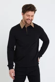 Erkek 2 İplik Pamuklu Regular Fit Polo Sweat Siyah Gömlek - 11