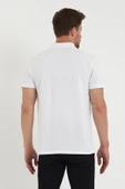 Erkek Regular Fit Polo Yaka Nakışlı T-shirt  Beyaz - 5