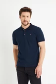 Erkek Nakışlı Polo Yaka T-shirt  Lacivert - 5