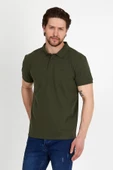Erkek Regular Fit Polo Yaka Nakışlı T-shirt  Haki - 2