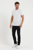 Erkek Regular Fit Polo Yaka Nakışlı T-shirt  Beyaz - 3