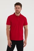 Erkek Regular Fit Polo Yaka Nakışlı T-shirt  Kırmızı - 1
