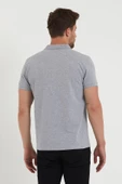 Erkek Regular Fit Polo Yaka Nakışlı T-shirt  Gri Melanj - 5