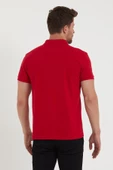 Erkek Regular Fit Polo Yaka Nakışlı T-shirt  Kırmızı - 5