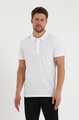 Erkek Regular Fit Polo Yaka Nakışlı T-shirt  Beyaz - 2