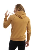 Erkek 3 İplik Pamuklu İçi Polarlı Süzine Nakışlı Regular Fit Kapüşonlu Kanguru Cepli Kahverengi Sweatshirt thumbnail 5